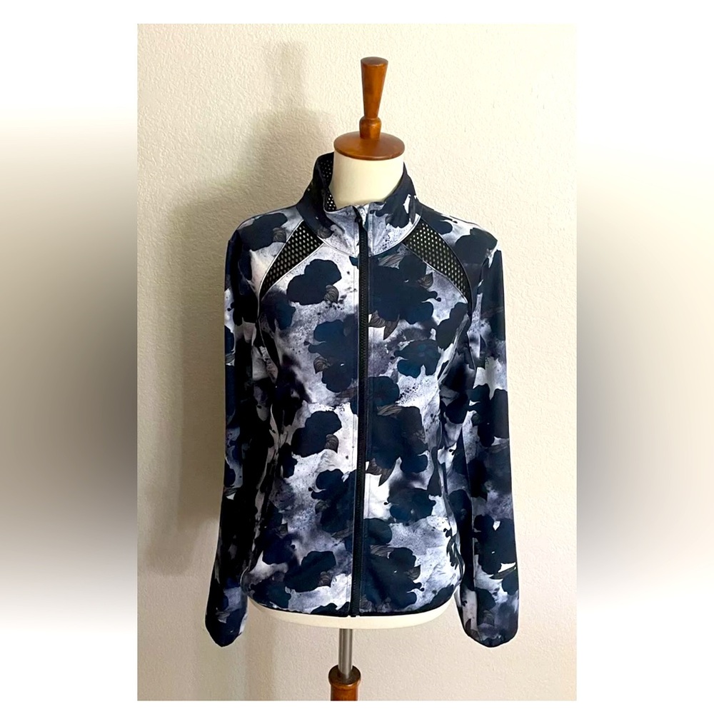 EUC Women's XS Zyia Active Pro Trainer Full Zip Blue Floral Jacket